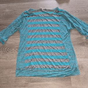 Teal and Gray Striped Maternity Top by Tutta Bella